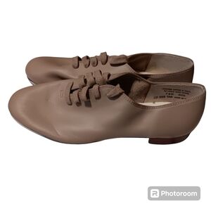Capezio Coppola Adult Size 7.5W Tan Leather Jazz Tap Dance  Shoes Lace Up Tie